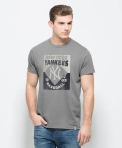 New York Yankees Knockaround Flanker T-Shirt Mens Wolf Grey 47 Brand