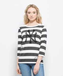 New York Yankees Deck Striped Shirt Womens White Wash 47 Brand