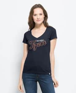 Detroit Tigers Flanker Mvp V-Neck Shirt Womens Fall Navy 47 Brand