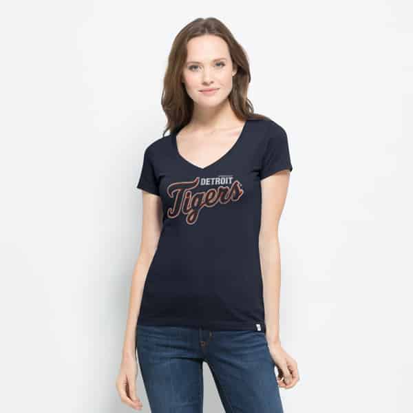 Detroit Tigers Flanker Mvp V-Neck Shirt Womens Fall Navy 47 Brand - Detroit  Game Gear