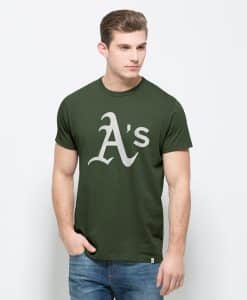 Oakland Athletics All Pro Flanker T-Shirt Mens Bottle Green 47 Brand