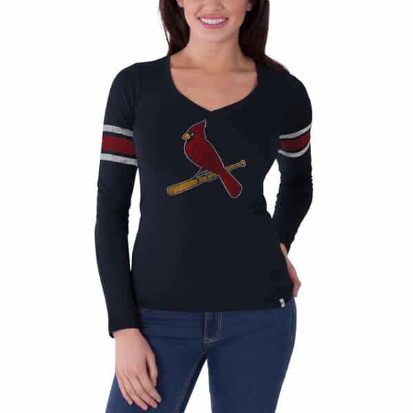 St. Louis Cardinals Homerun Long Sleeve T-Shirt Womens Fall Navy 47 Brand