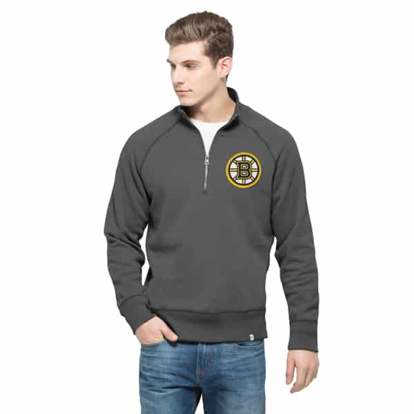 Boston Bruins Cross-Check 1/4 Zip Pullover Mens Graphite 47 Brand