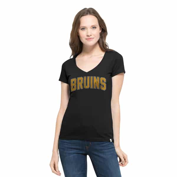 Boston Bruins Flanker Mvp V-Neck Shirt Womens Jet Black 47 Brand