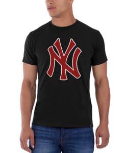 New York Yankees Frozen Rope T-Shirt Mens Slim Jet Black 47 Brand