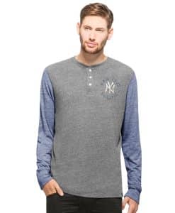 New York Yankees Midfield Henley Mens Neps Grey 47 Brand