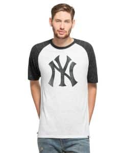 New York Yankees Mens White Wash 47 Brand Tri-State Raglan Shirt