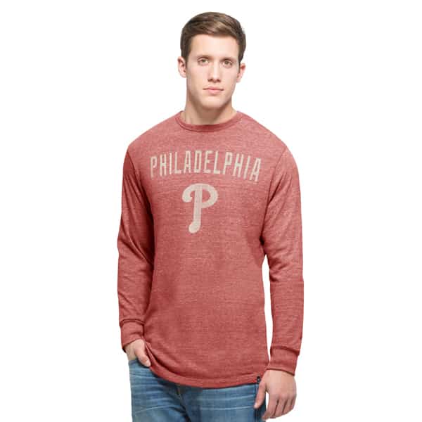 Philadelphia Phillies Team Tri-State Long Sleeve T-Shirt Mens Lava Red 47 Brand