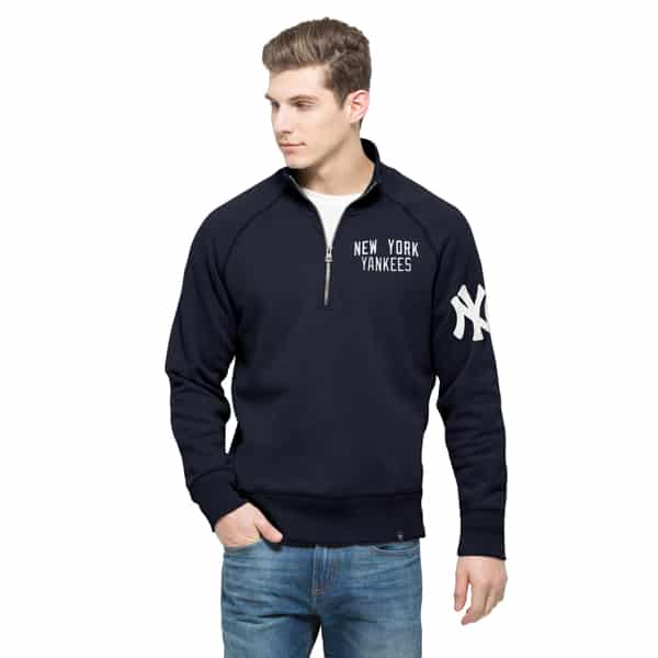 New York Yankees Gamebreak 1/4 Zip Mens Pullover Shirt Fall Navy 47 Brand