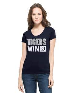 Detroit Tigers Sparkle Scoop T-Shirt Womens Fall Navy 47 Brand