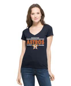 Houston Astros Clutch Flanker V-Neck Shirt Womens Fall Navy 47 Brand