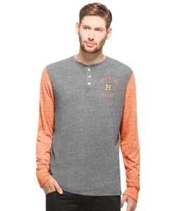 Houston Astros Midfield Henley Mens Neps Grey 47 Brand Long Sleeve Shirt