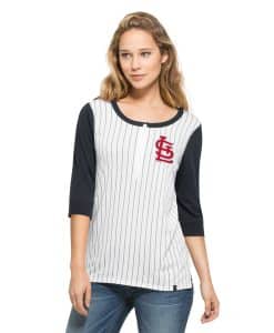 St. Louis Cardinals Triple Crown Henley Womens White Wash 47 Brand