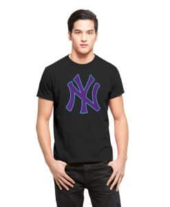 New York Yankees Frozen Rope T-Shirt Mens Slim Jet Black 47 Brand