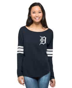 Detroit Tigers 47 Brand Womens Ultra Courtside Navy Long Sleeve Shirt