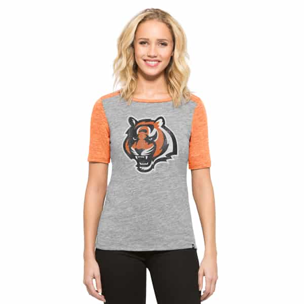 Cincinnati Bengals Empire T-Shirt Womens Vintage Grey 47 Brand