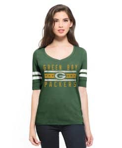 Green Bay Packers Flanker Backer Stripe T-Shirt Womens Pine 47 Brand