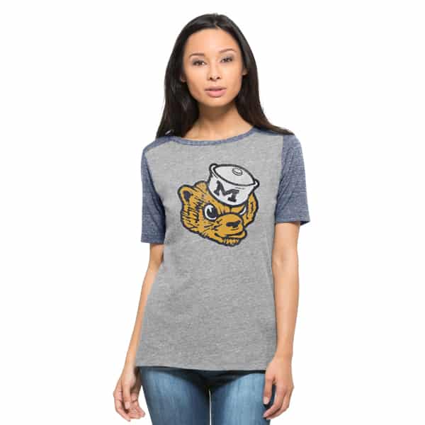 Michigan Wolverines 47 Brand Womens Vintage Grey Empire T-Shirt