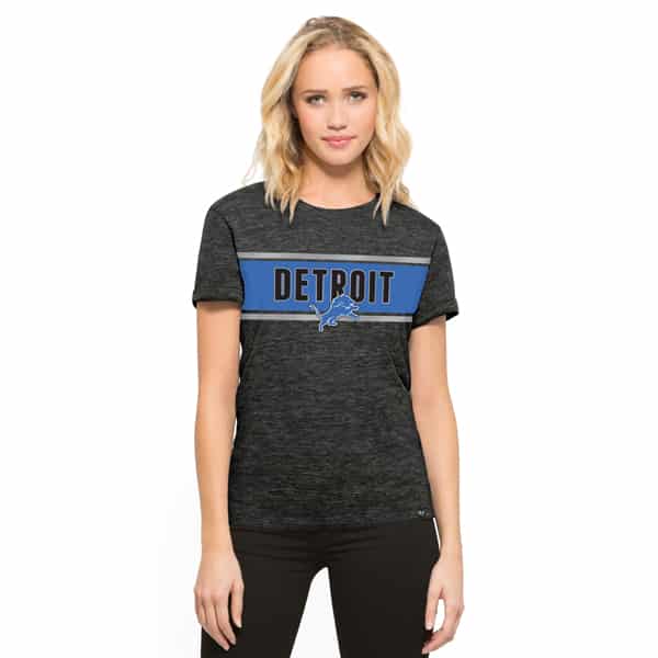 Detroit Lions 47 Brand Women's Carbon Black Clutch Hero T-Shirt