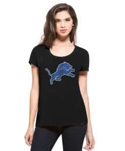 Detroit Lions Women's 47 Brand Black Scoop T-Shirt Tee