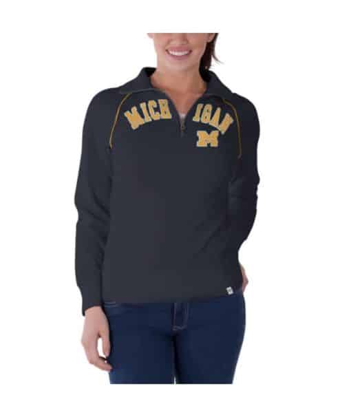 Michigan Wolverines Women's 47 Brand Vintage Navy 1/4 Zip Pullover