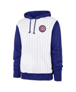 Chicago Cubs Men's 47 Brand White Blue Pinstripe Pullover Hoodie