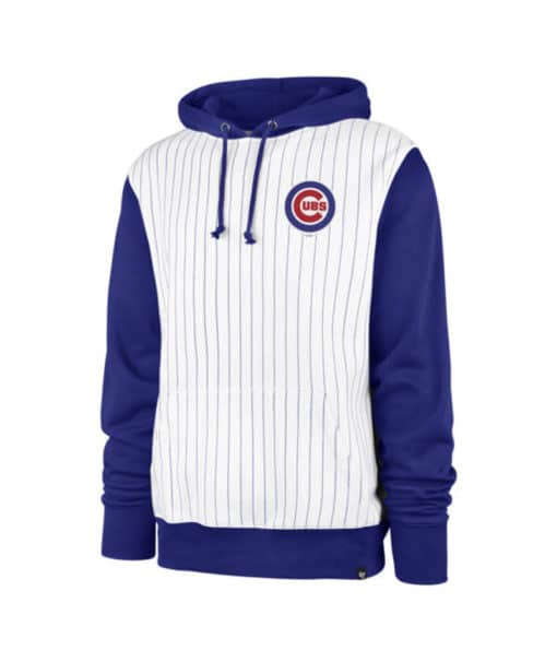 Chicago Cubs Men's 47 Brand White Blue Pinstripe Pullover Hoodie