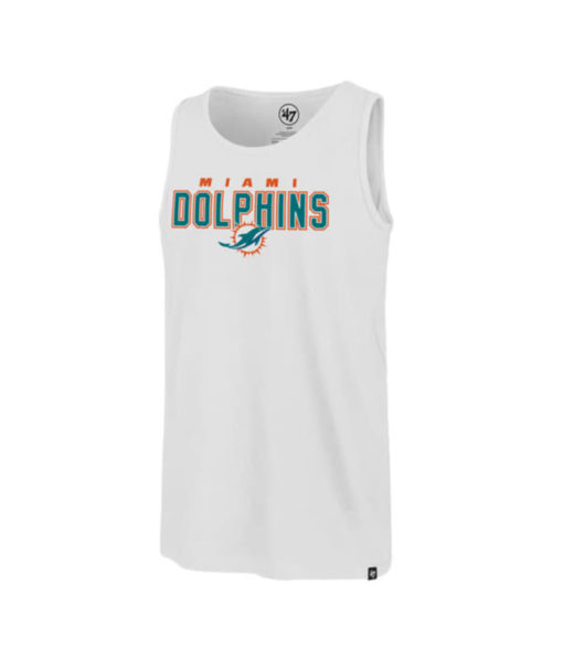 Miami Dolphins Men's 47 Brand White Wash Splitter Tank Top