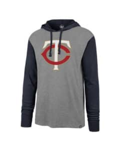 Minnesota Twins Men's 47 Brand Gray Long Sleeve Pullover Hoodie T-Shirt Tee