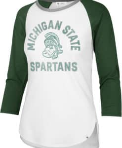 Michigan State Spartans Women's 47 Brand White Raglan Long Sleeve T-Shirt Tee