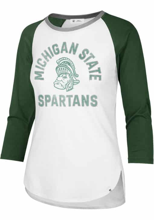 Michigan State Spartans Women's 47 Brand White Raglan Long Sleeve T-Shirt Tee