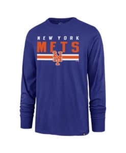 New York Mets Men's 47 Brand Blue Rival Long Sleeve T-Shirt Tee