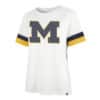 Michigan Wolverines Women's 47 Brand Sandstone White Frankie Striped T-Shirt Tee