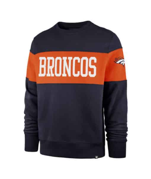 Denver Broncos Men's 47 Brand Navy Crew Long Sleeve Pullover