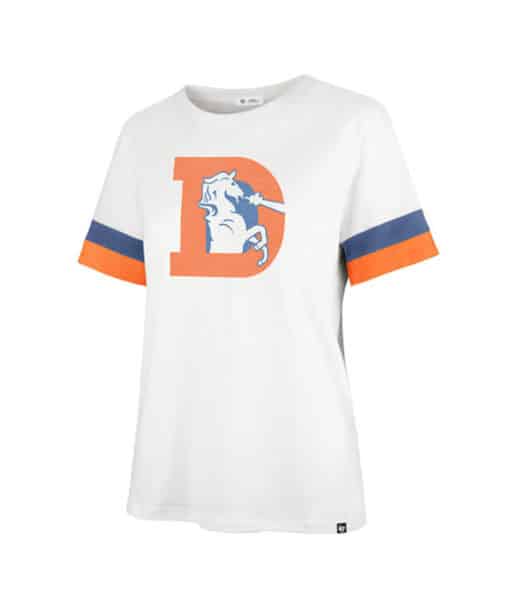 Denver Broncos Women's 47 Brand Sandstone Striped T-Shirt Tee