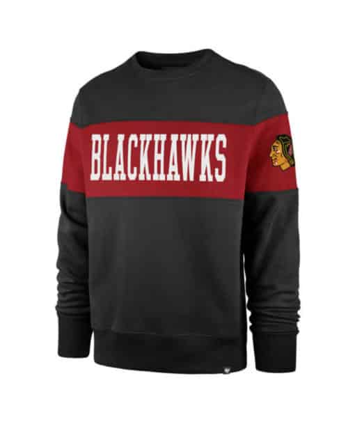 Chicago Blackhawks Men's 47 Brand Black Crew Long Sleeve Pullover