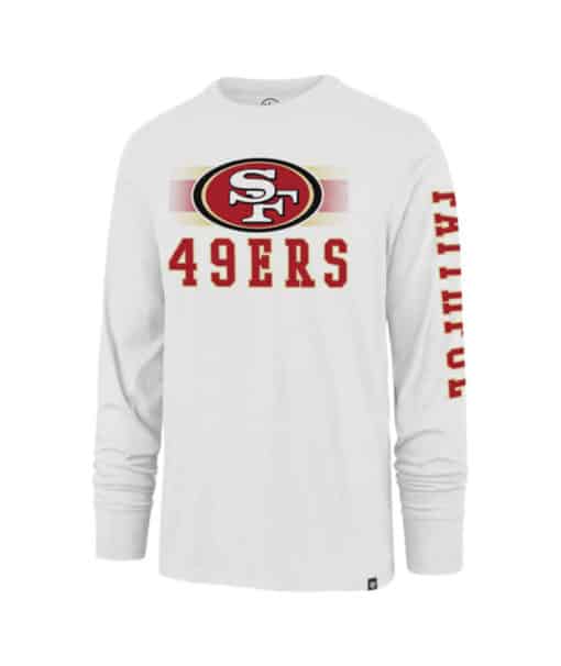 San Francisco 49ers Men's 47 Brand White Wash Long Sleeve T-Shirt Tee