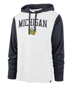 Michigan Wolverines Men's 47 Brand White Hoodie Pullover Long Sleeve Tee