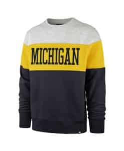 Michigan Wolverines Men's 47 Brand Navy Crew Long Sleeve Pullover