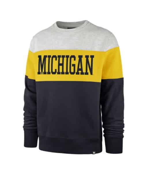 Michigan Wolverines Men's 47 Brand Navy Crew Long Sleeve Pullover