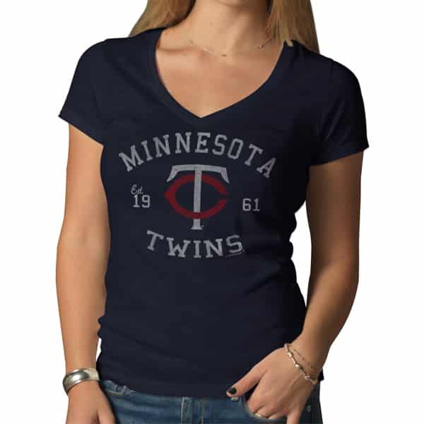 Minnesota Twins V-Neck Shirt Scrum T-Shirt Womens Fall Navy 47 Brand
