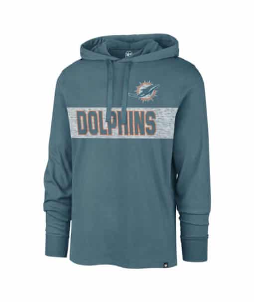 Miami Dolphins Men's 47 Brand Teal Franklin Long Sleeve Pullover Hoodie Tee