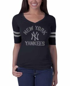 New York Yankees Flanker Stripe T-Shirt Womens Fall Navy 47 Brand
