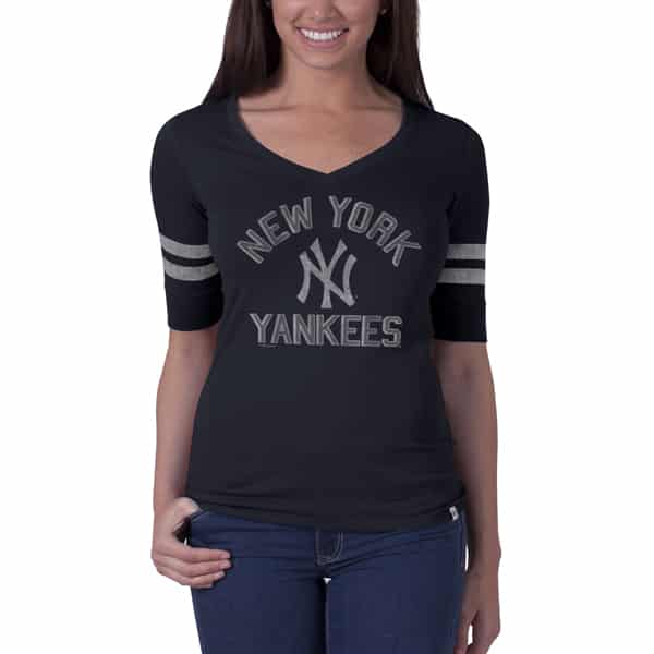 New York Yankees Flanker Stripe T-Shirt Womens Fall Navy 47 Brand