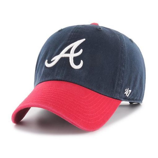 Atlanta Braves 47 Brand Navy Red Franchise Fitted Hat