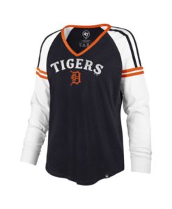 Detroit Tigers Women's 47 Brand Navy Prime Long Sleeve Pullover Shirt