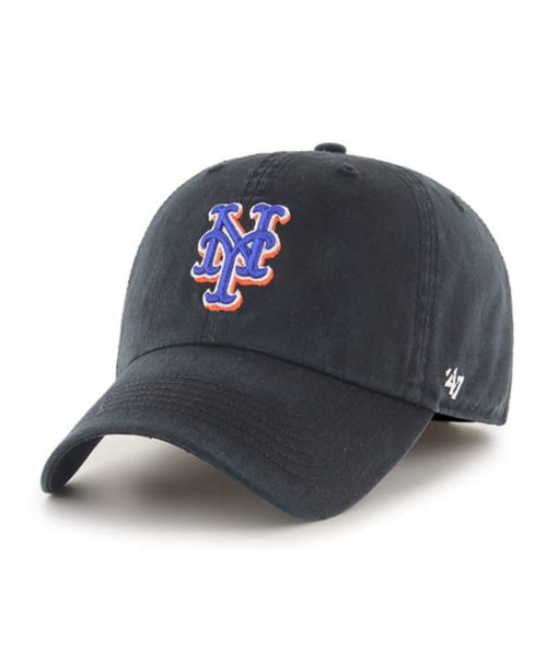 New York Mets 47 Brand Black Franchise Fitted Hat