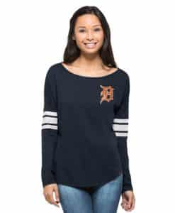 Detroit Tigers 47 Brand Womens Courtside Navy Long Sleeve Shirt