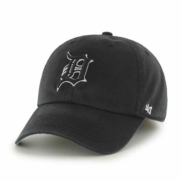 Detroit Tigers 47 Brand Blackout Black Franchise Fitted Hat