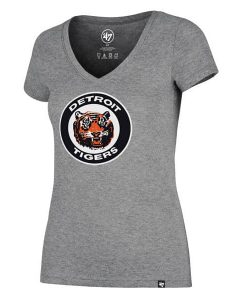 Detroit Tigers Women's 47 Brand Gray Classic V-Neck Tee T-Shirt